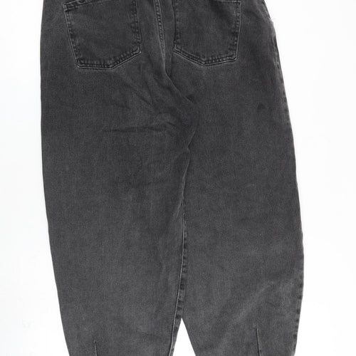 Zara Womens Grey Cotton Tapered Jeans Size 14 L26 in Regular Zip