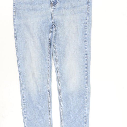 F&F Womens Blue Cotton Skinny Jeans Size 8 L25 in Regular Zip