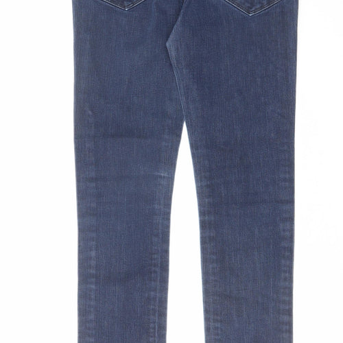 Marks and Spencer Womens Blue Cotton Skinny Jeans Size 8 L28 in Regular Zip