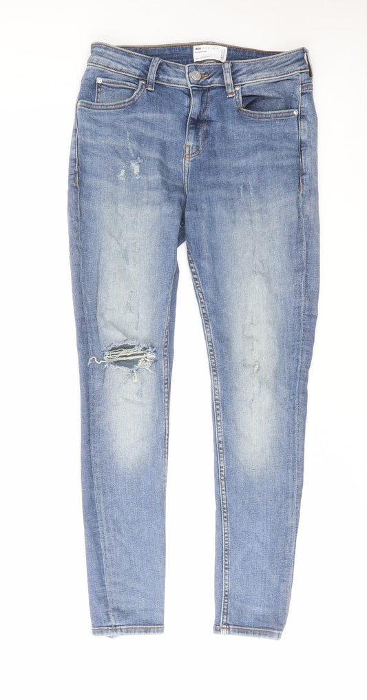 ASOS Womens Blue Cotton Skinny Jeans Size 28 in L30 in Regular Zip