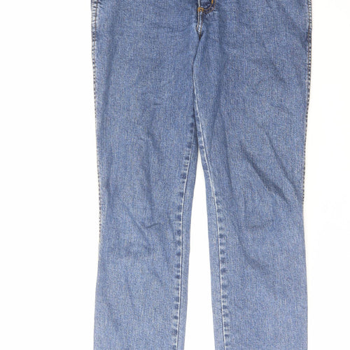 Wrangler Mens Blue Cotton Straight Jeans Size 30 in L31 in Regular Zip