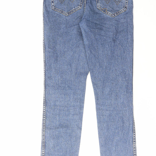 Wrangler Mens Blue Cotton Straight Jeans Size 30 in L31 in Regular Zip