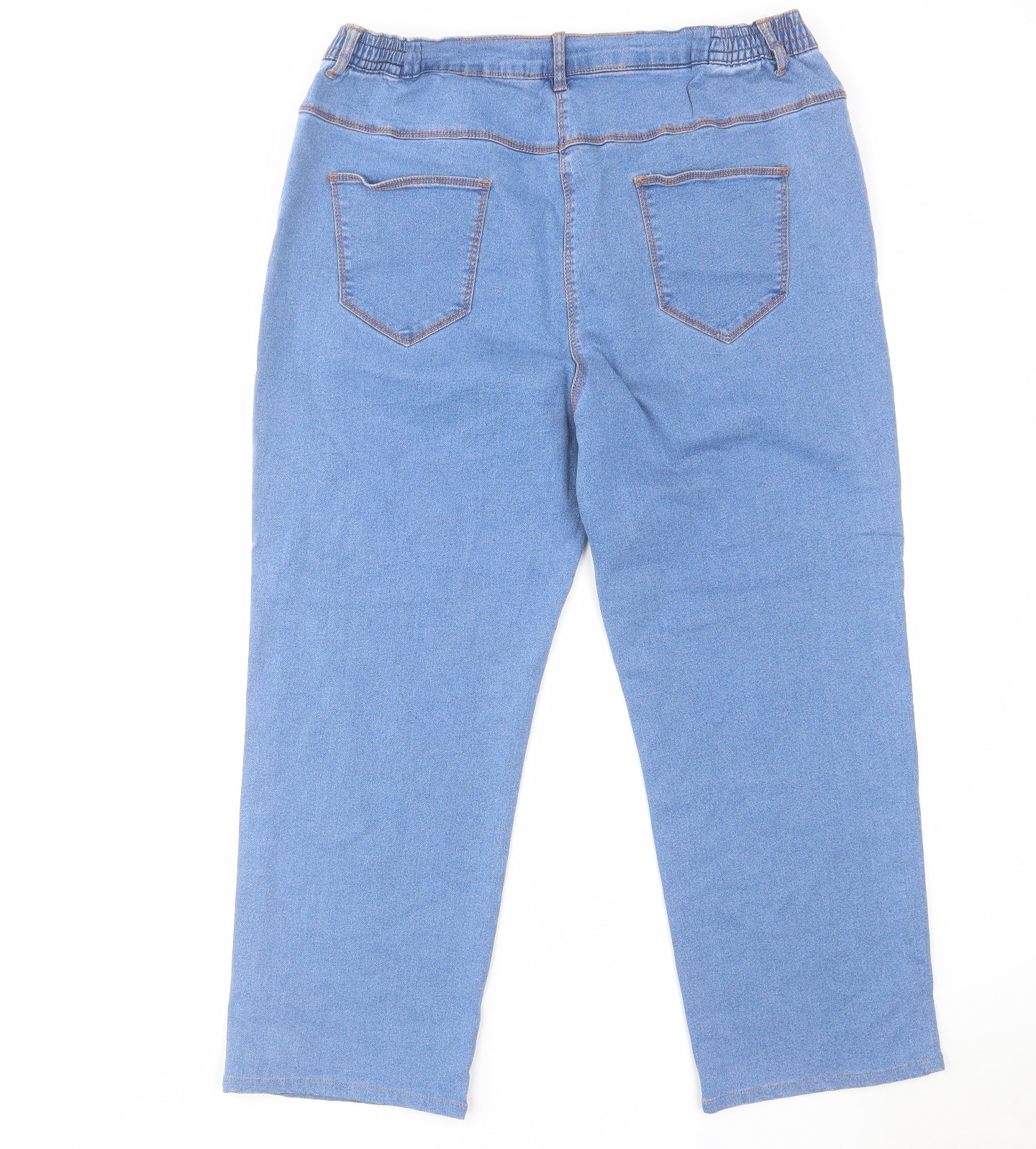 Bonmarché Womens Blue Cotton Capri Jeans Size 20 L26 in Regular Zip