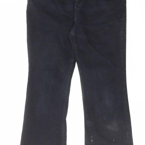 Per Una Womens Blue Cotton Flared Jeans Size 12 L28 in Regular Zip