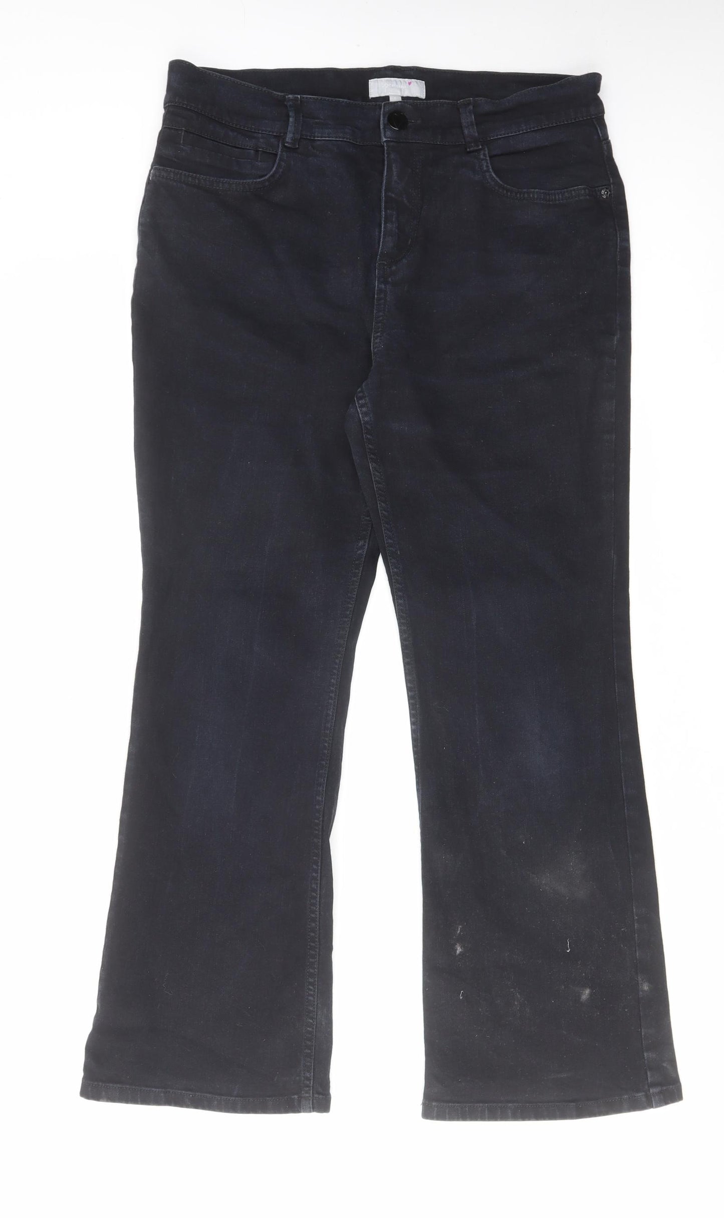 Per Una Womens Blue Cotton Flared Jeans Size 12 L28 in Regular Zip
