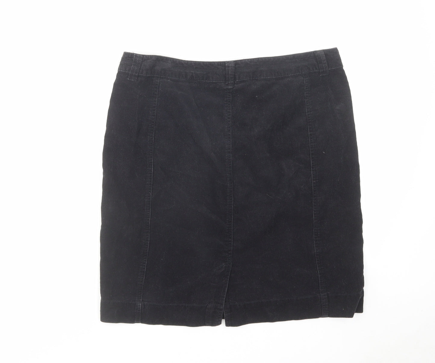 George Womens Black Cotton A-Line Skirt Size 14 Zip