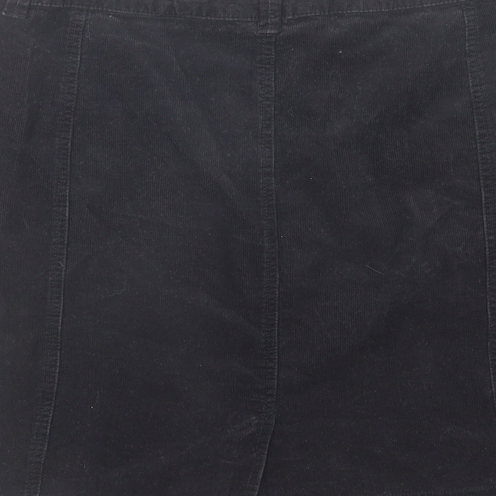 George Womens Black Cotton A-Line Skirt Size 14 Zip