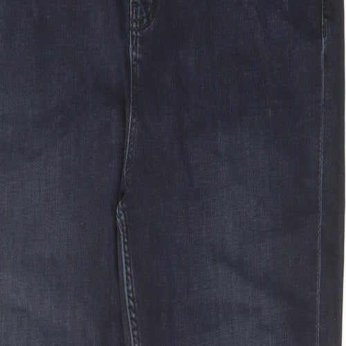 Marks and Spencer Womens Blue Cotton Skinny Jeans Size 16 L29 in Regular Zip