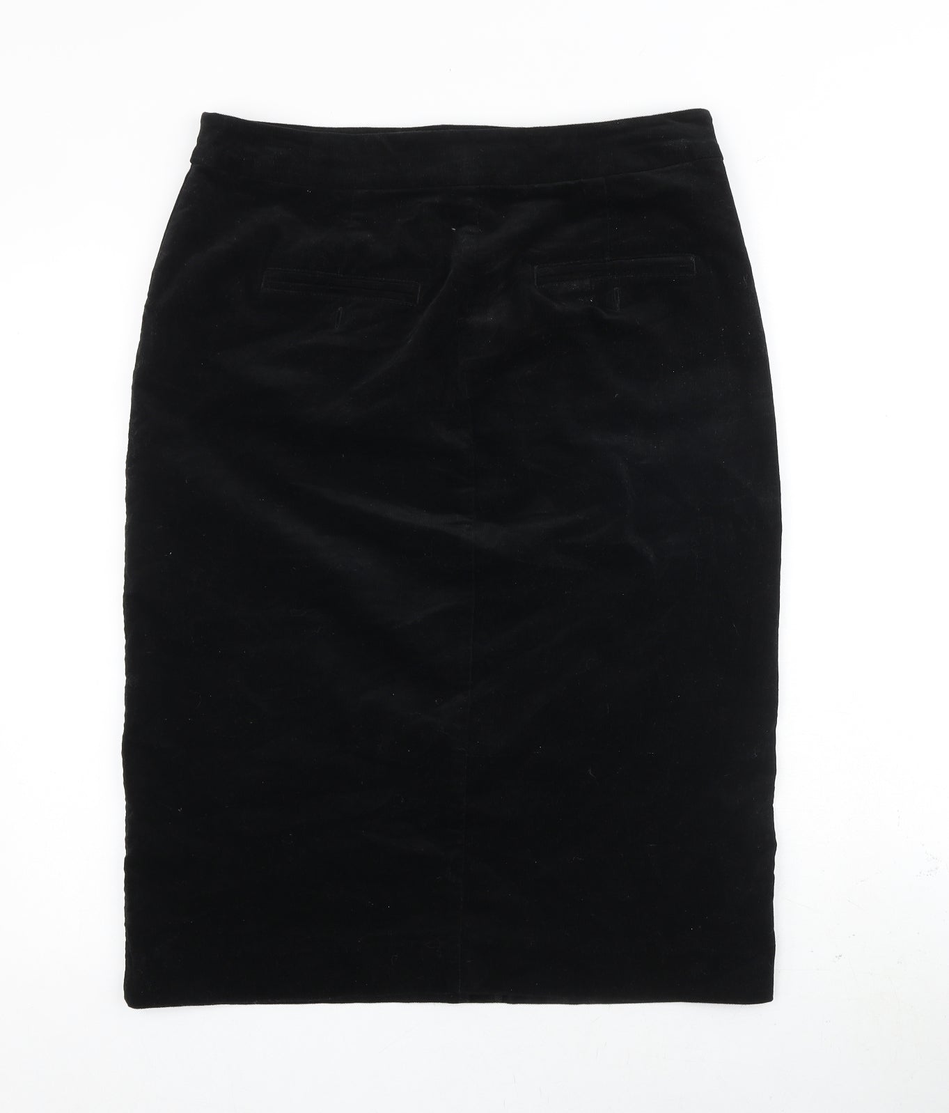 John Lewis Womens Black Cotton Straight & Pencil Skirt Size 14 Zip