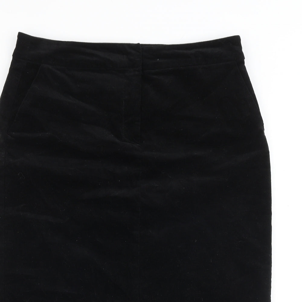 John Lewis Womens Black Cotton Straight & Pencil Skirt Size 14 Zip