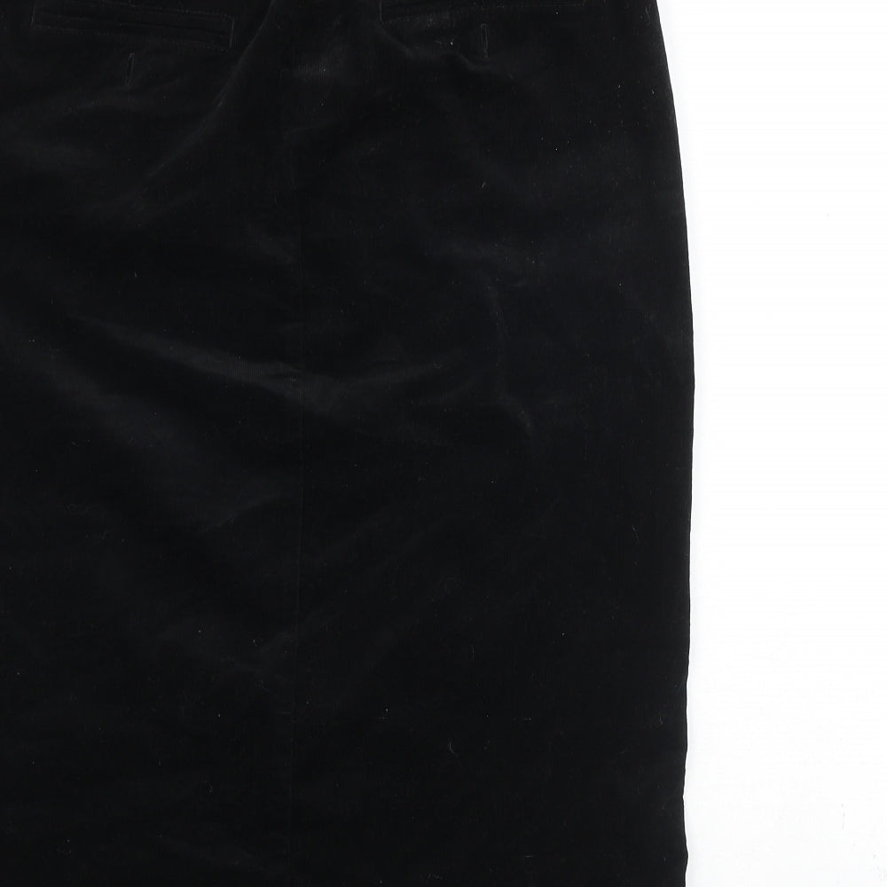 John Lewis Womens Black Cotton Straight & Pencil Skirt Size 14 Zip