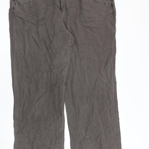 M&Co Womens Grey Linen Trousers Size 18 L31 in Regular Zip