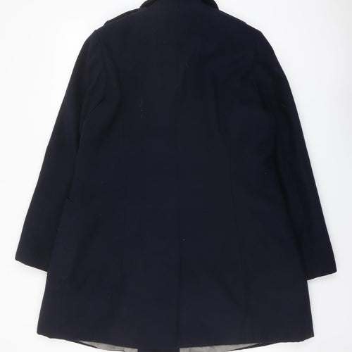 Marks and Spencer Womens Blue Pea Coat Coat Size 16 Button