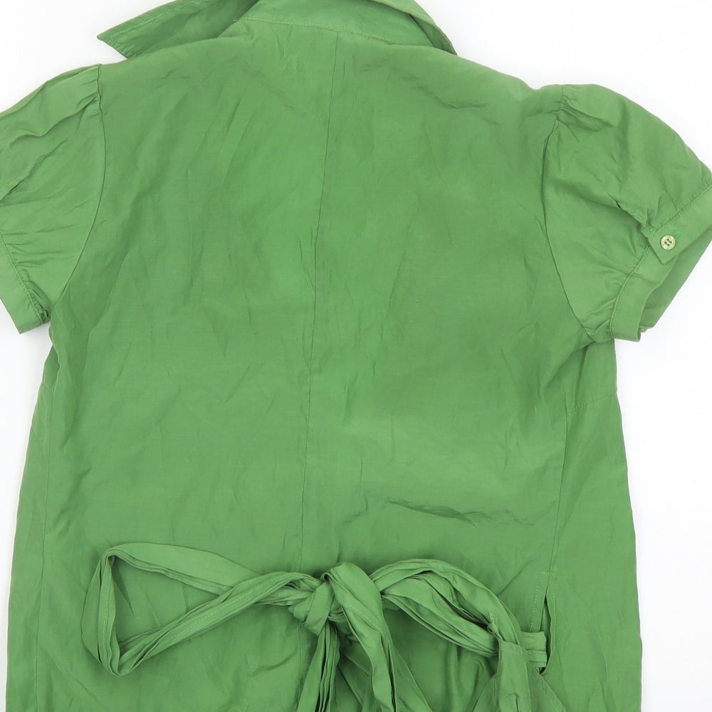 Zara Womens Green Polyester Wrap Blouse Size M V-Neck