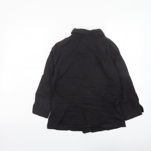 Zara Womens Black Cotton Basic Button-Up Size M Collared