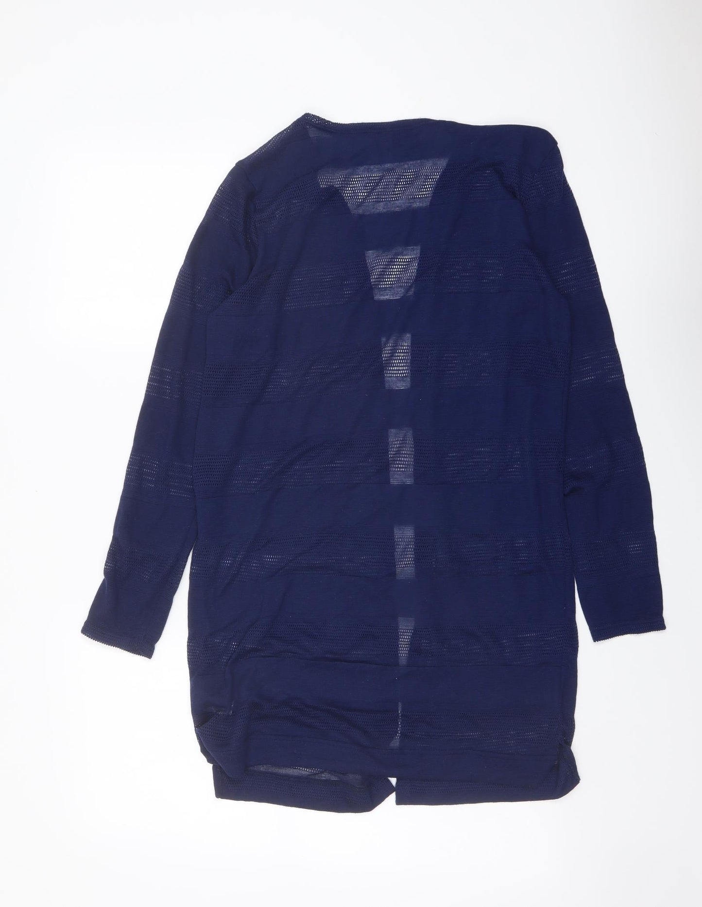 NEXT Womens Blue V-Neck Striped Polyester Cardigan Jumper Size 10