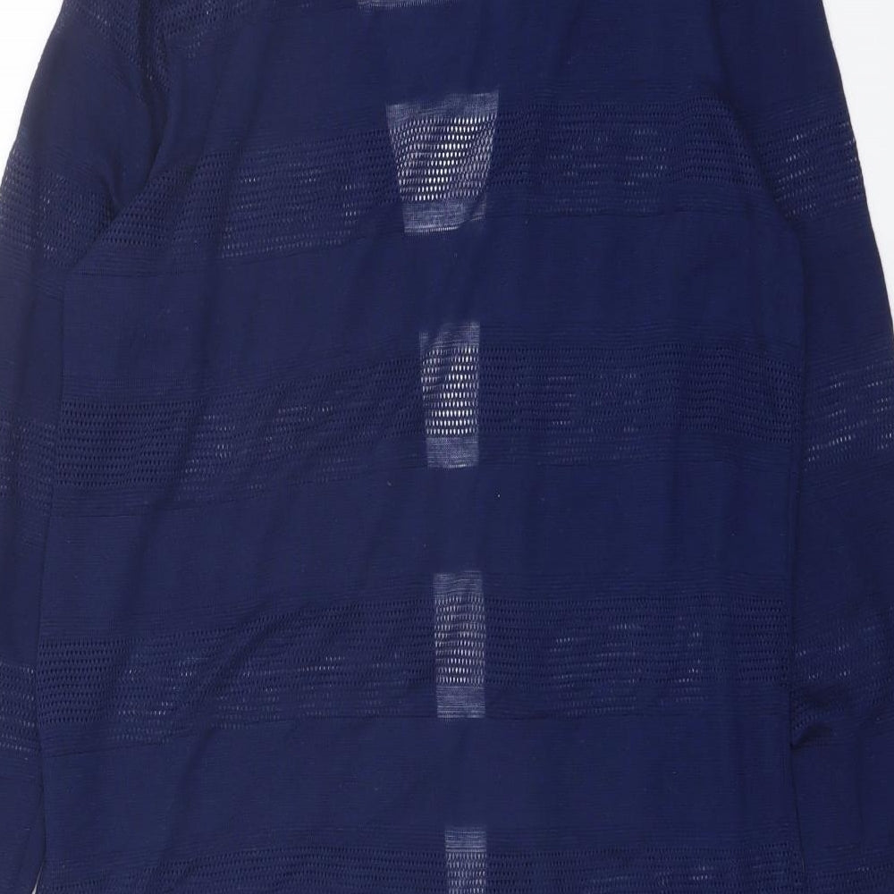 NEXT Womens Blue V-Neck Striped Polyester Cardigan Jumper Size 10