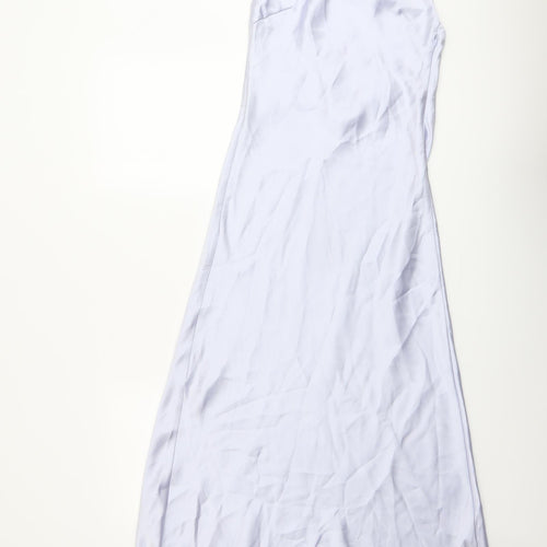 Zara Womens Blue Polyester Maxi Size S Halter Zip