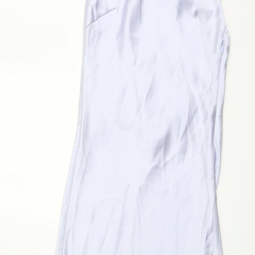 Zara Womens Blue Polyester Maxi Size S Halter Zip