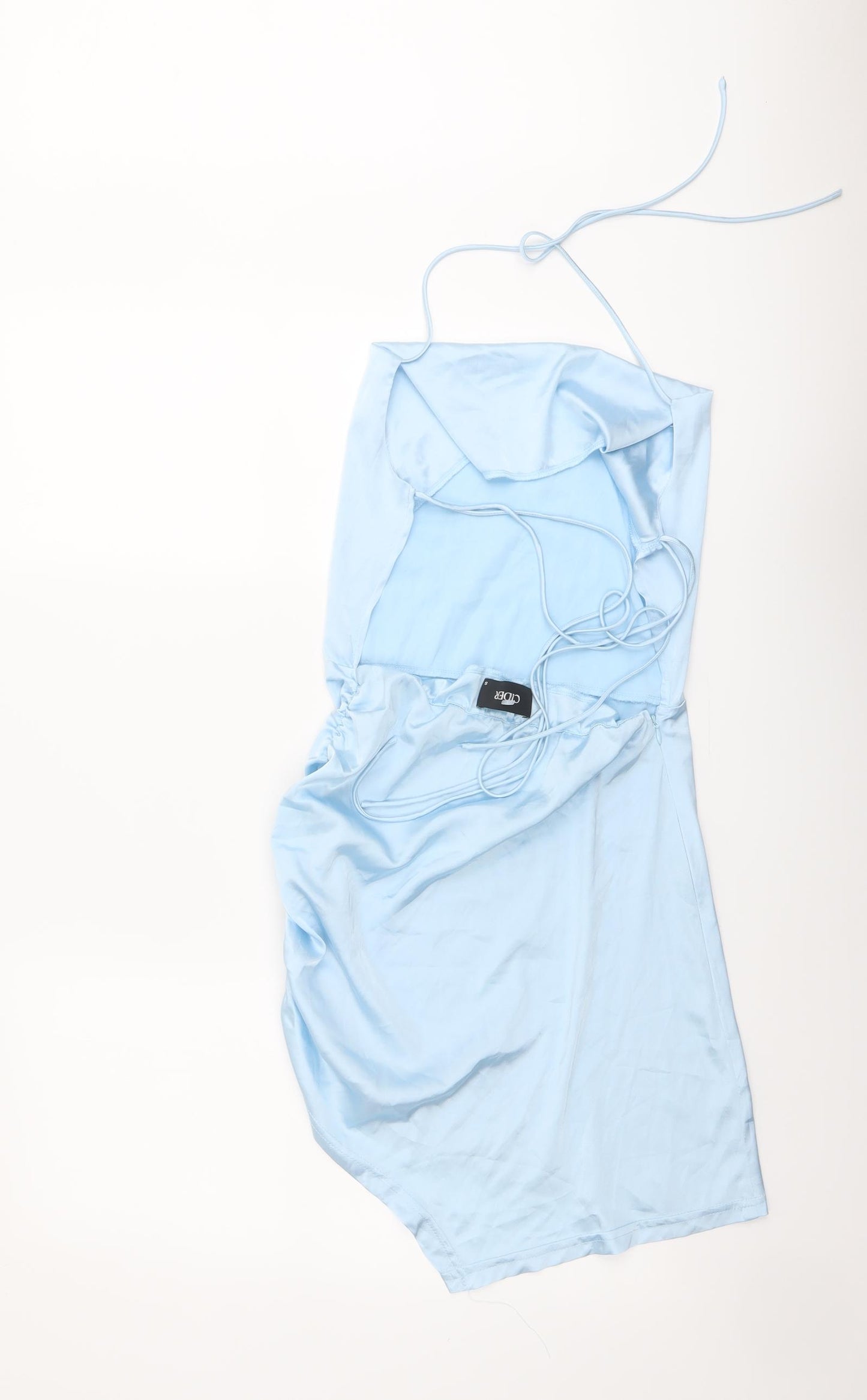 Cider Womens Blue Polyester Slip Dress Size S Halter Tie