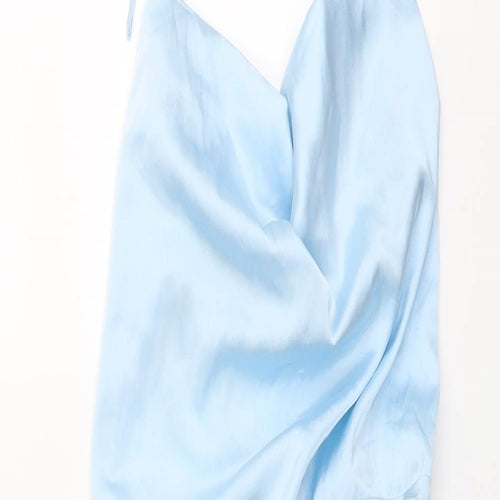 Cider Womens Blue Polyester Slip Dress Size S Halter Tie