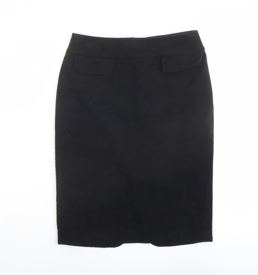 Marks and Spencer Womens Black Polyester Swing Skirt Size 10 Zip