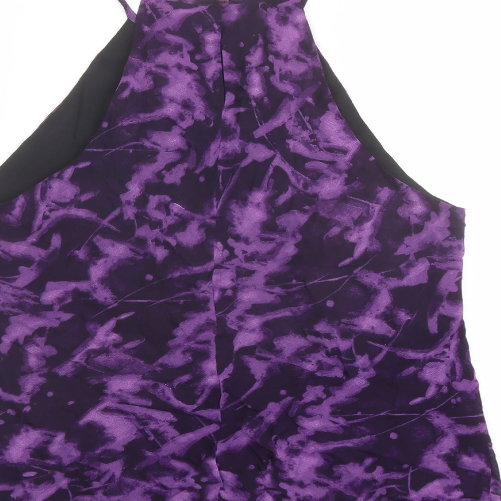 Principles Womens Purple Geometric Viscose Basic Blouse Size 16 Round Neck - Abstract pattern