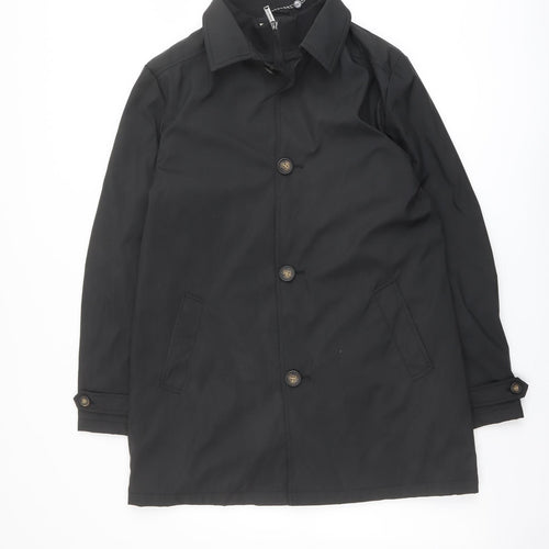 London Fog Mens Black Trench Coat Coat Size M Zip