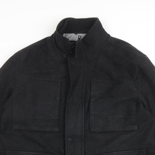 Marks and Spencer Mens Black Pea Coat Coat Size L Zip