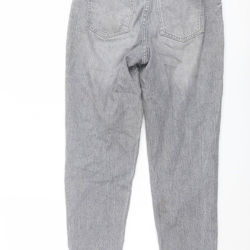 New Look Womens Grey Cotton Mom Jeans Size 8 L24 in Regular Button