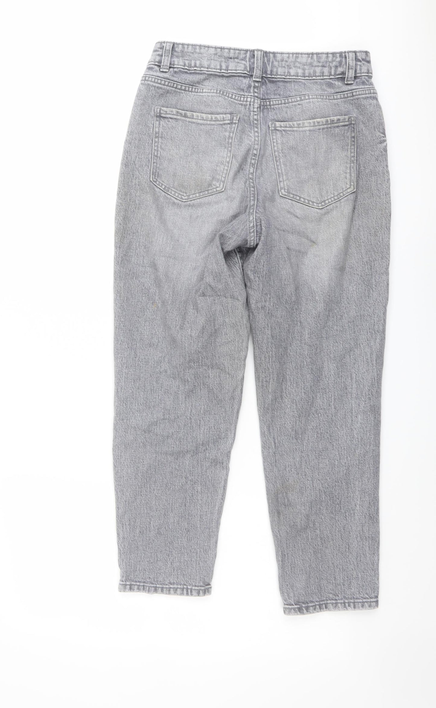 New Look Womens Grey Cotton Mom Jeans Size 8 L24 in Regular Button