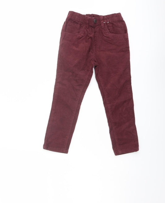 TU Boys Red Cotton Carrot Trousers Size 3-4 Years Regular Button