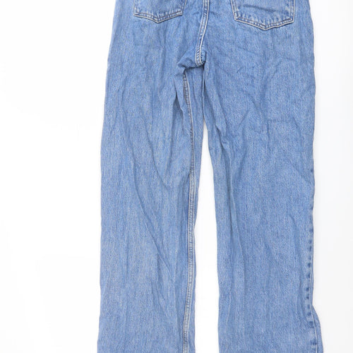 Topshop Womens Blue Cotton Wide-Leg Jeans Size 26 in L34 in Regular Button