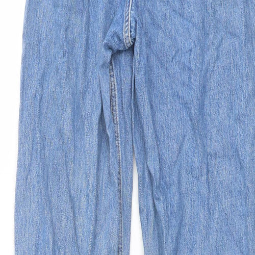 Topshop Womens Blue Cotton Wide-Leg Jeans Size 26 in L34 in Regular Button