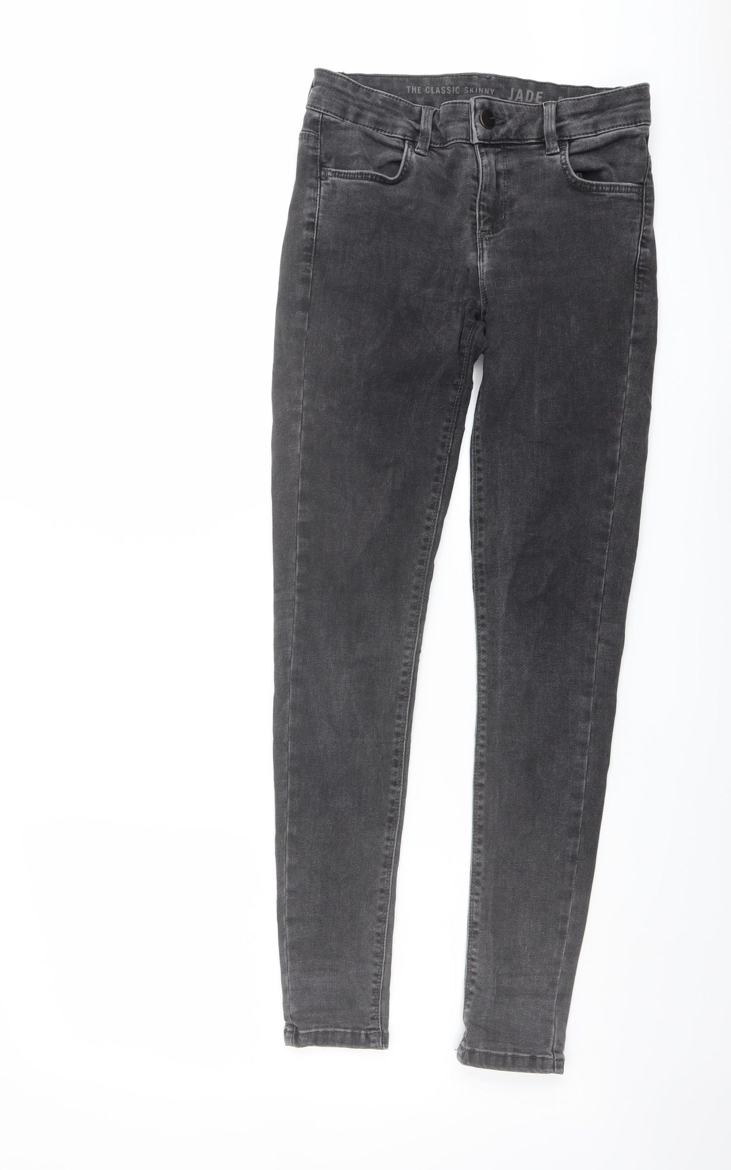 Oasis Womens Grey Cotton Skinny Jeans Size 8 L28 in Regular Button