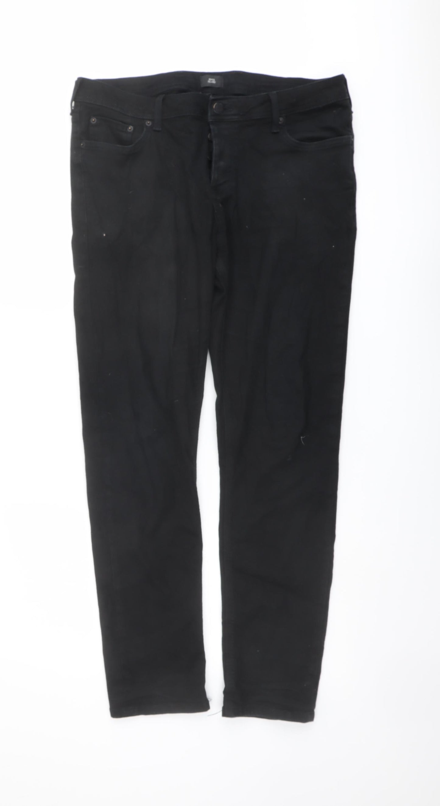 River Island Mens Black Cotton Skinny Jeans Size 34 in L32 in Regular Button