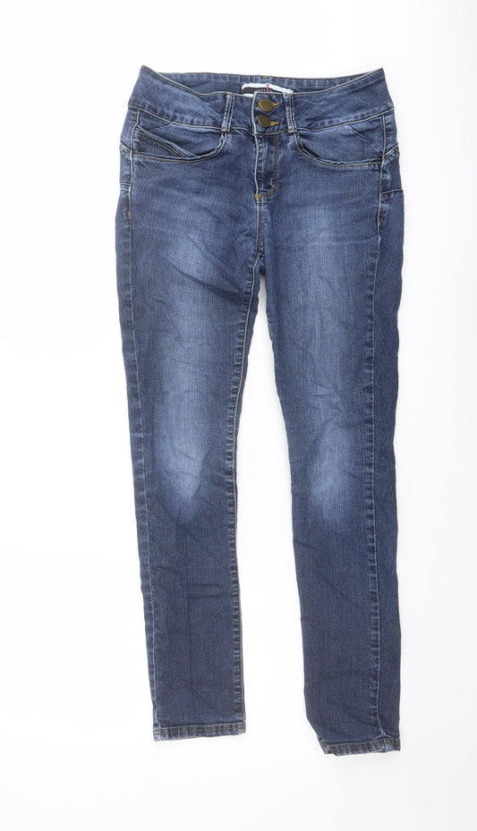Jasper Conran Womens Blue Cotton Skinny Jeans Size 10 L28 in Regular Button