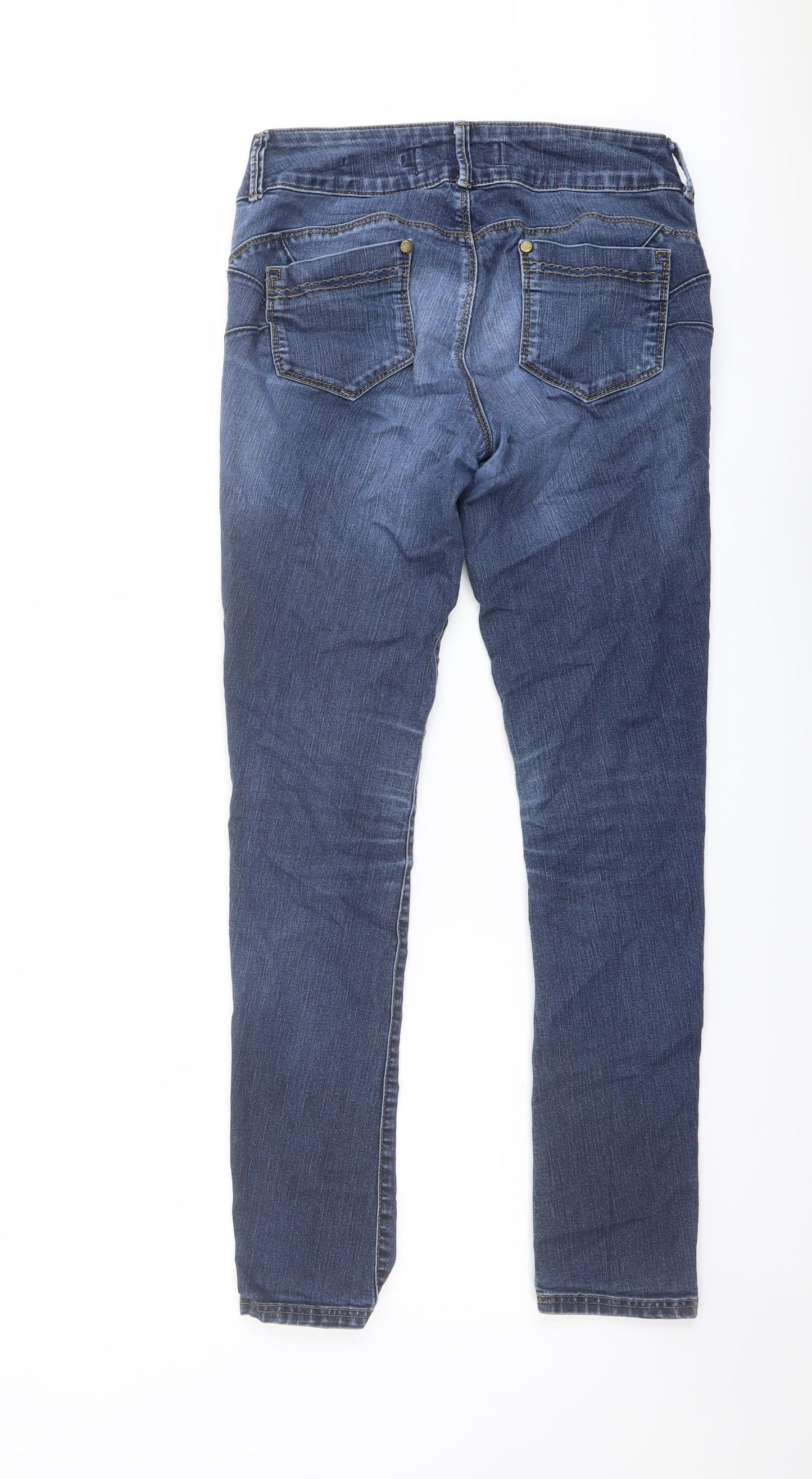 Jasper Conran Womens Blue Cotton Skinny Jeans Size 10 L28 in Regular Button