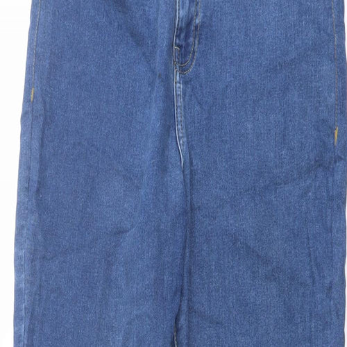 Missguided Womens Blue Cotton Straight Jeans Size 14 L29 in Regular Button