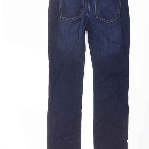 Marks and Spencer Womens Blue Cotton Straight Jeans Size 8 L29 in Regular Button