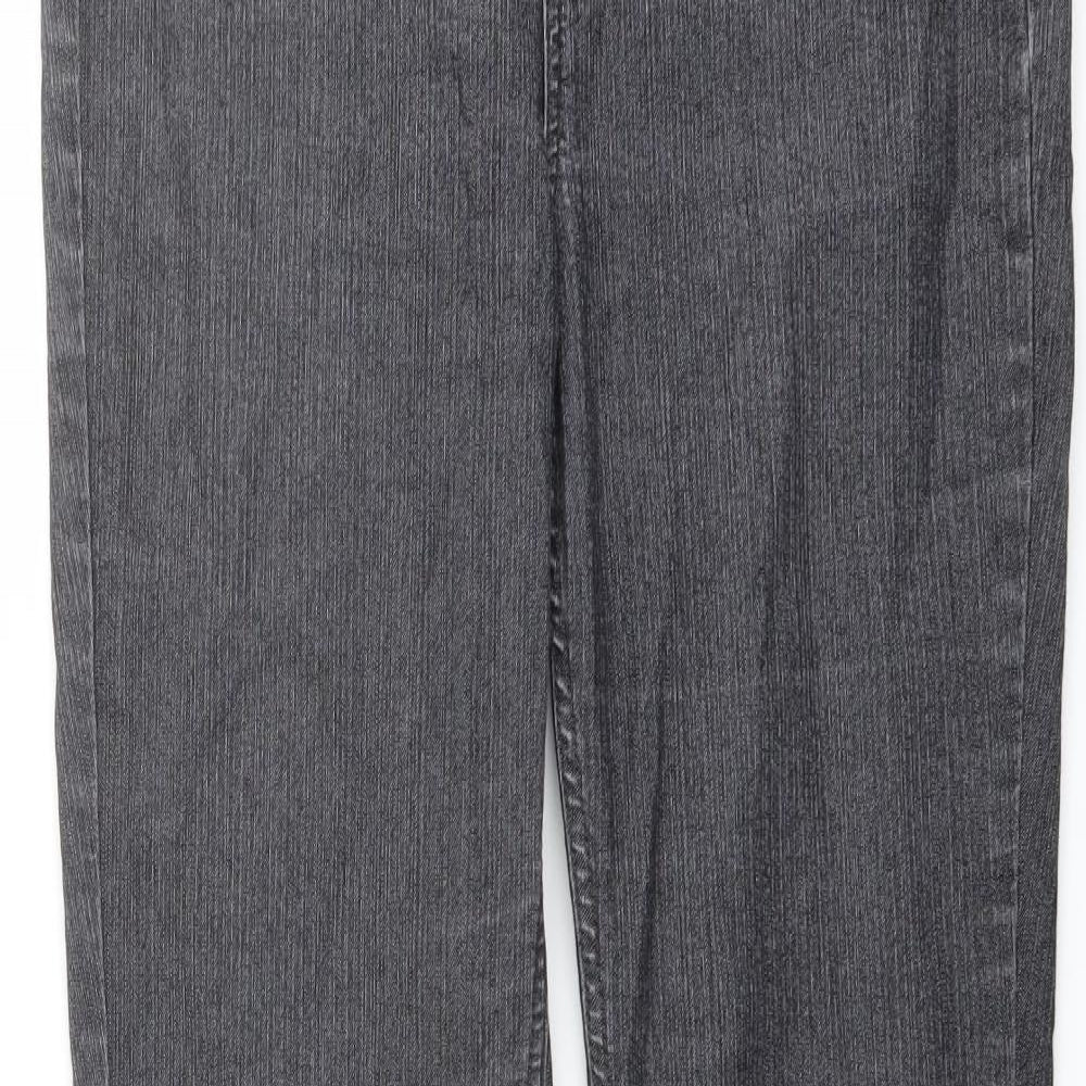 Per Una Womens Grey Cotton Bootcut Jeans Size 12 L29 in Regular Button