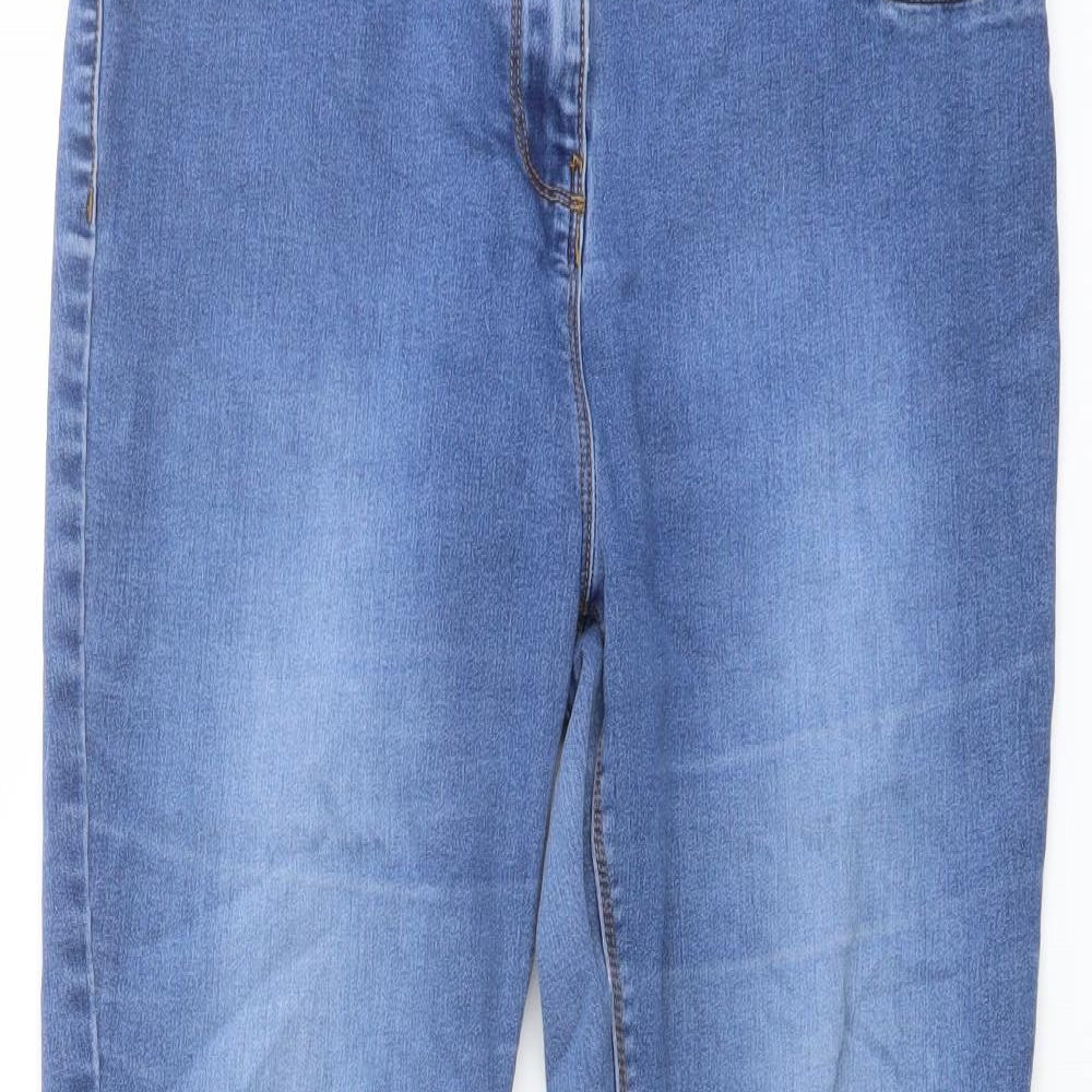 M&Co Womens Blue Cotton Straight Jeans Size 16 L28 in Regular Button