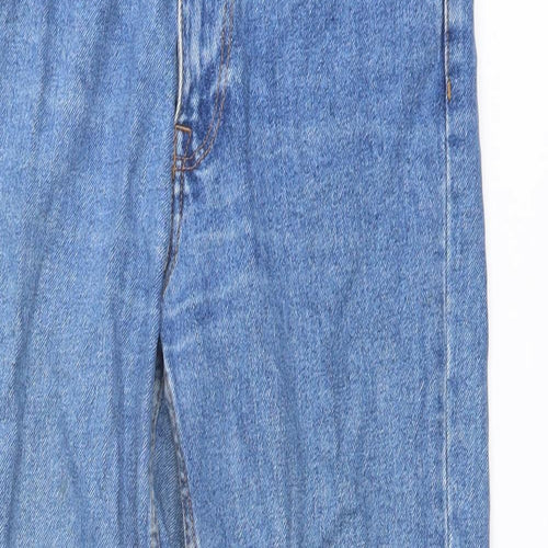 Zara Womens Blue Cotton Straight Jeans Size 6 L26 in Regular Button