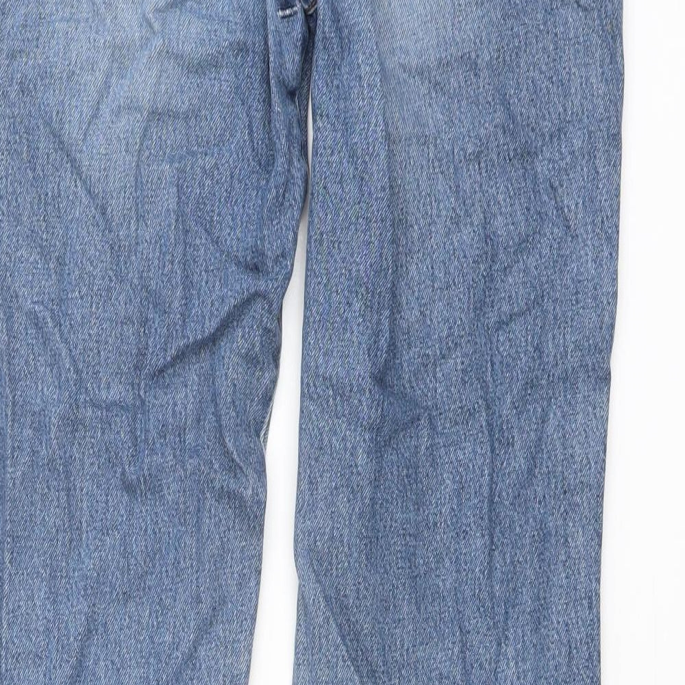 Wrangler Mens Blue Cotton Tapered Jeans Size 30 in L33 in Regular Button