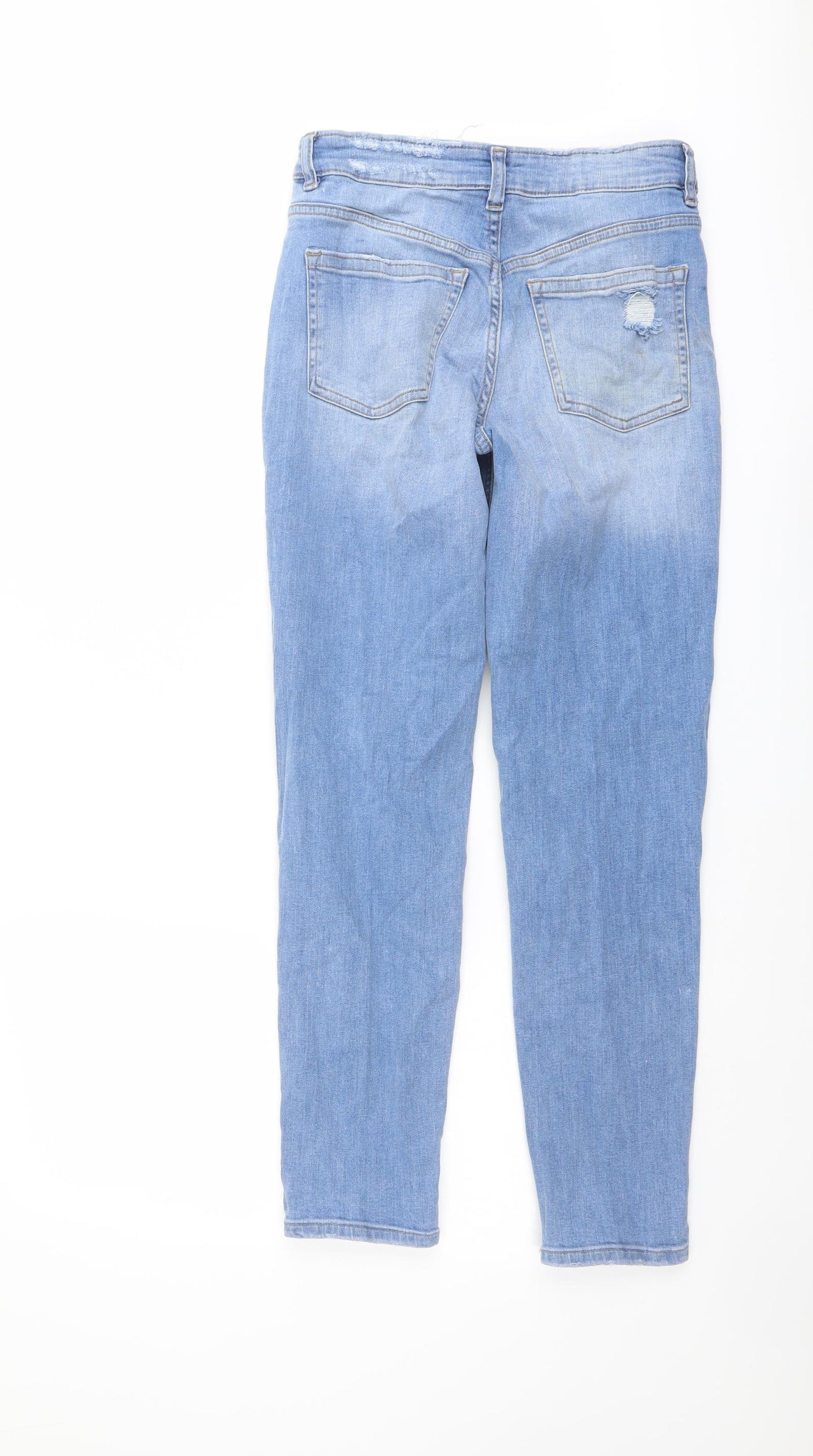 H&M Womens Blue Cotton Straight Jeans Size 6 L27 in Regular Button