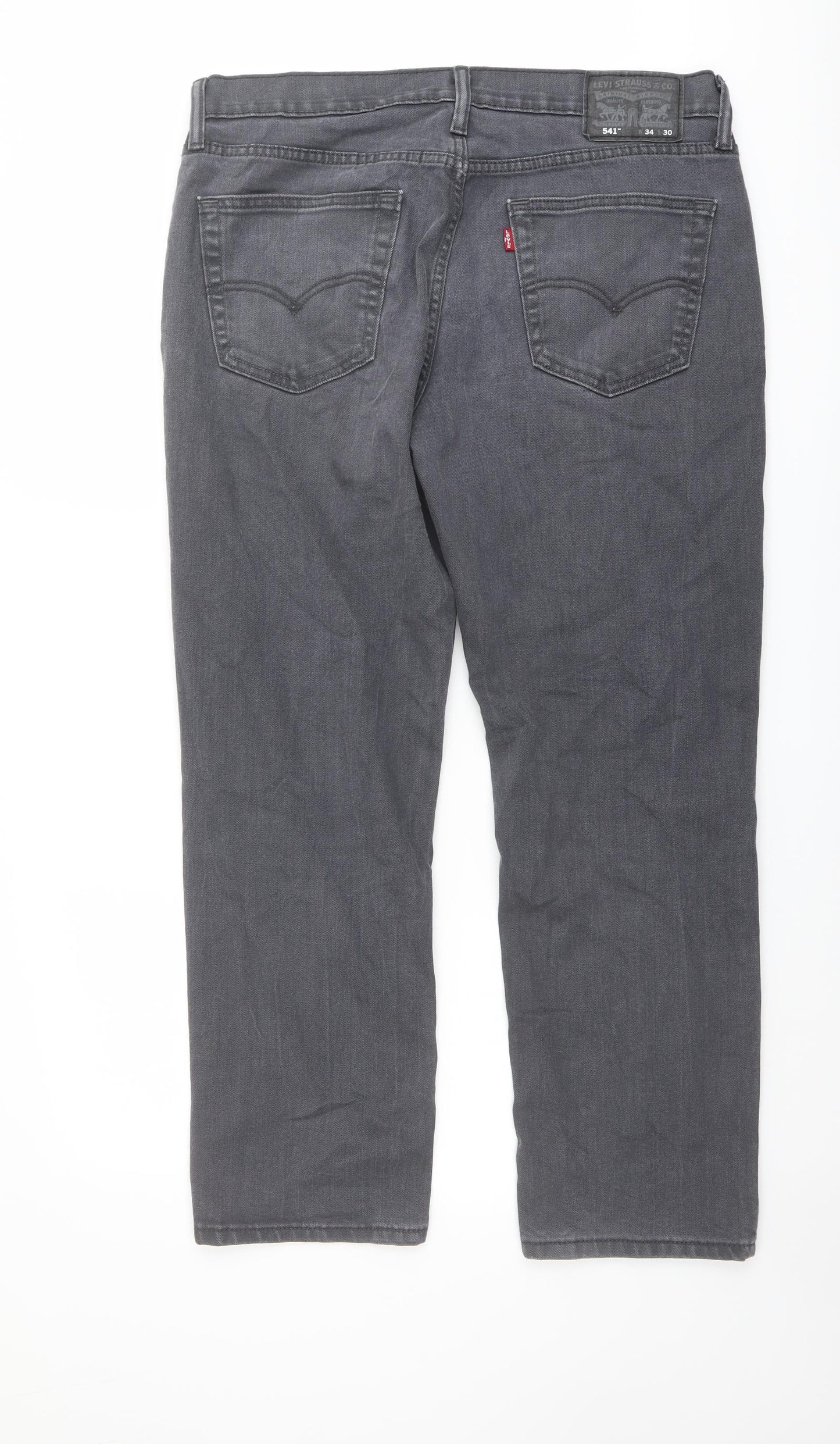 Levi's Mens Grey Cotton Straight Jeans Size 34 in L30 in Regular Button
