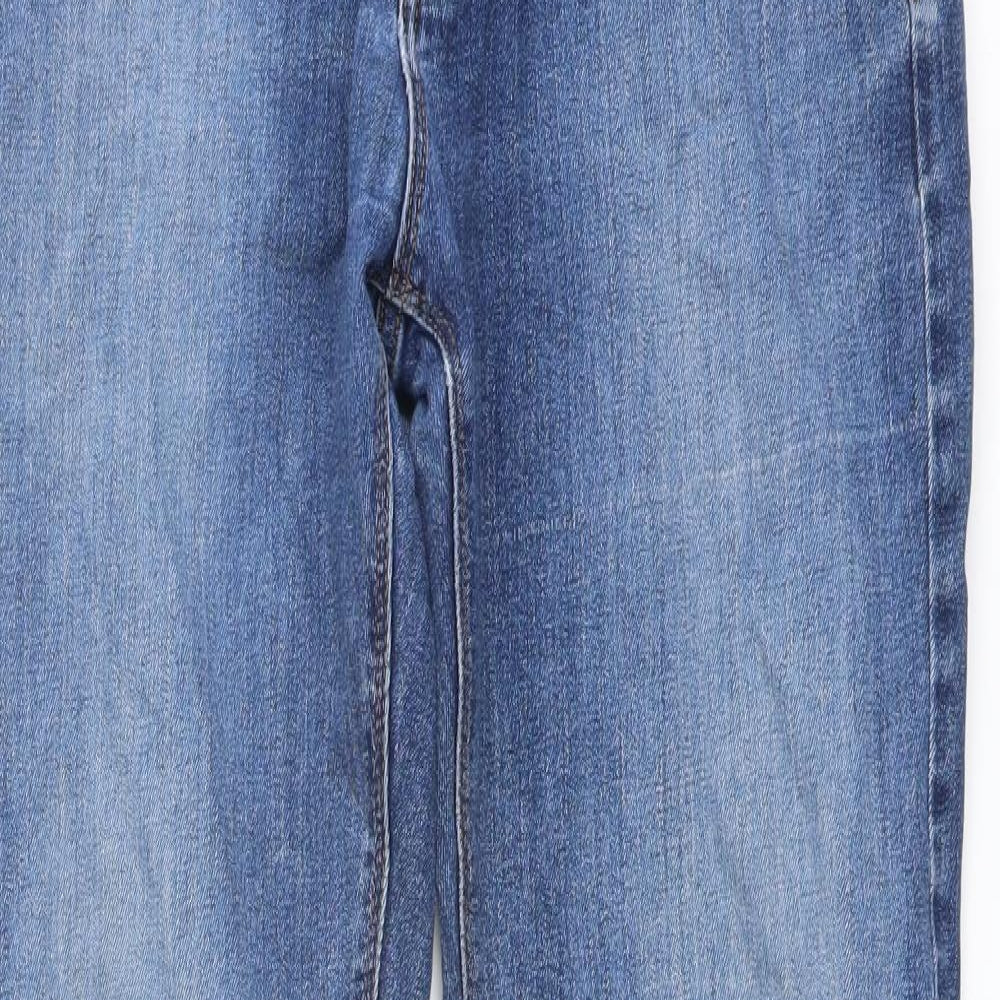 Marks and Spencer Mens Blue Cotton Straight Jeans Size 32 in L31 in Regular Button