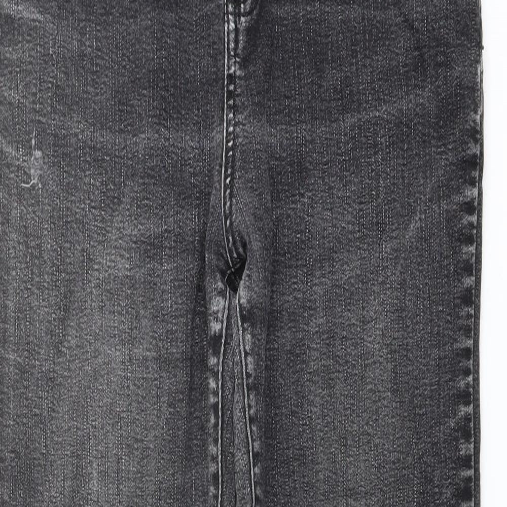 Per Una Womens Grey Cotton Bootcut Jeans Size 12 L25 in Regular Button