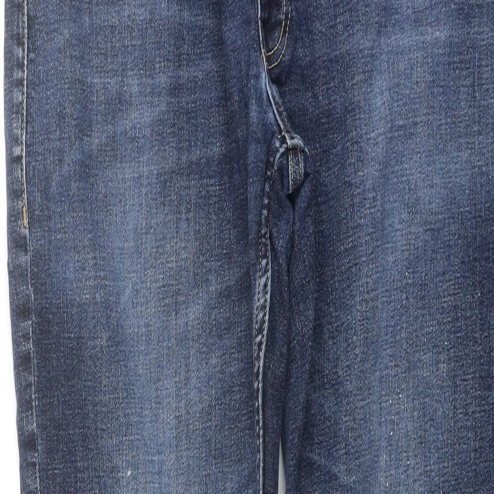 Marks and Spencer Mens Blue Cotton Straight Jeans Size 32 in L29 in Slim Button