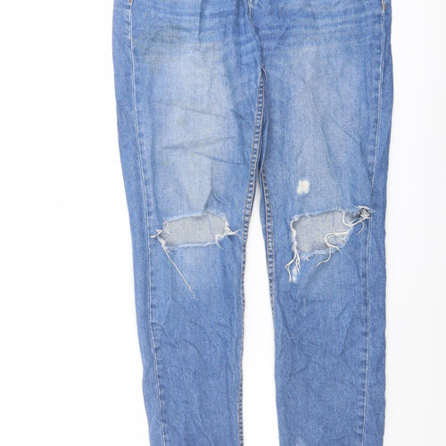 Superdry Womens Blue Cotton Boyfriend Jeans Size 26 in L30 in Regular Button